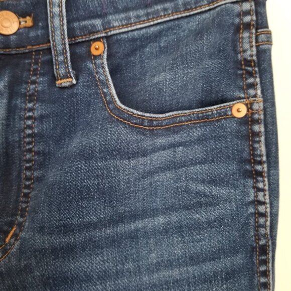 Madewell 10" Size 28 High-Rise Skinny Jeans Denim Hayes Dark Wash Whiskering - Picture 8 of 15